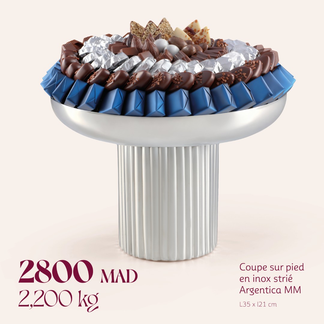 Coupe sur pied en inox strié Argentica